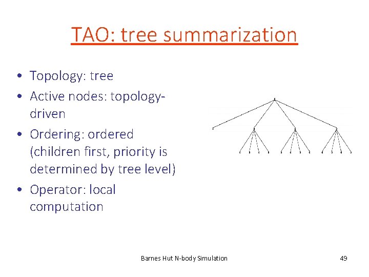TAO: tree summarization • Topology: tree • Active nodes: topologydriven • Ordering: ordered (children