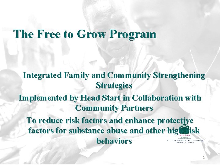 The Free to Grow Program Integrated Family and Community Strengthening Strategies Implemented by Head