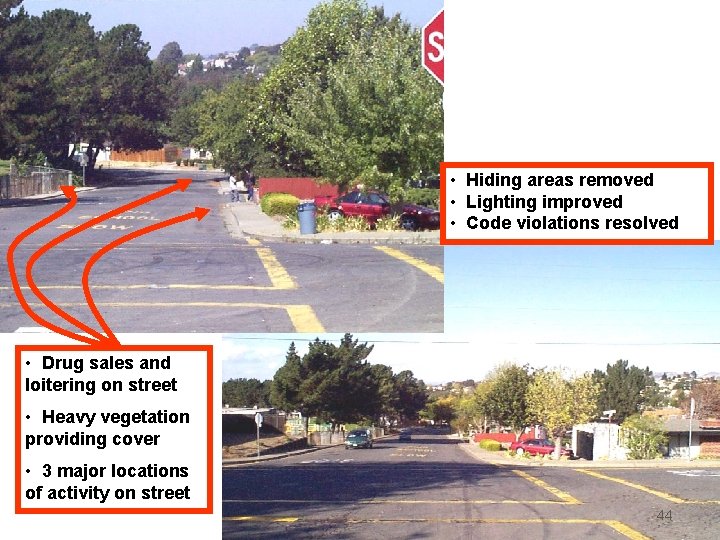 Photo Cabrillo Problem Areas • Hiding areas removed • Lighting improved • Code violations