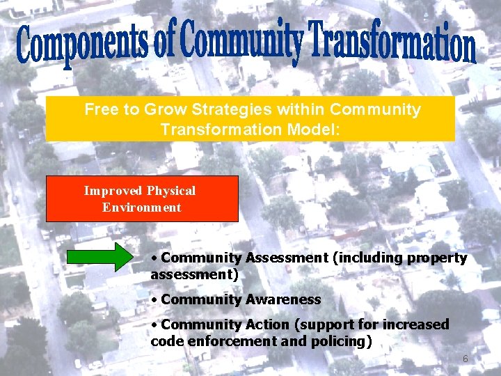 Introduction Free to Grow Strategies within Community Transformation Model: Improved Physical Environment • Community