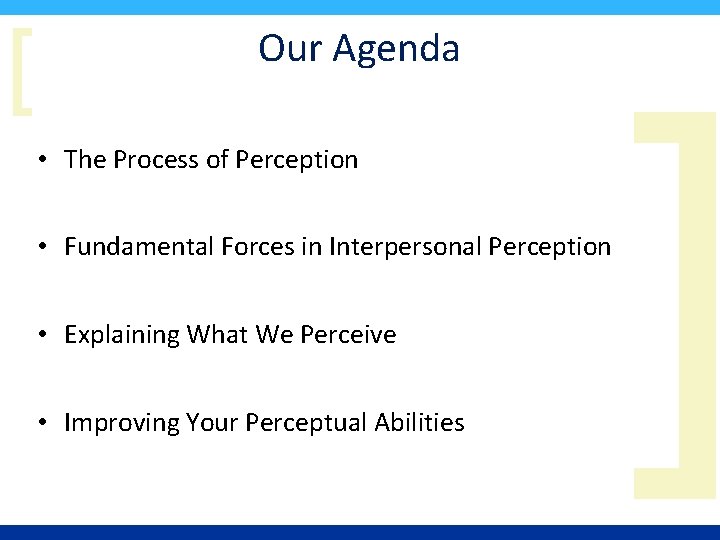 [ Our Agenda • The Process of Perception • Fundamental Forces in Interpersonal Perception