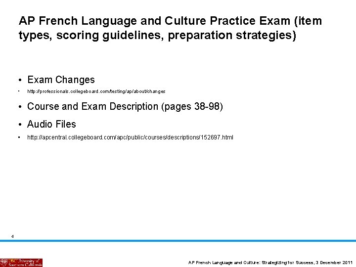 AP French Language and Culture Practice Exam (item types, scoring guidelines, preparation strategies) •