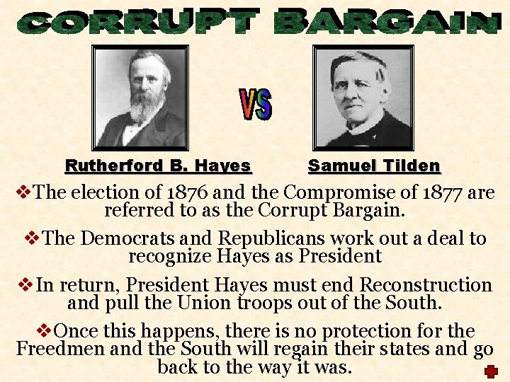 Rutherford B. Hayes Samuel Tilden v. The election of 1876 and the Compromise of