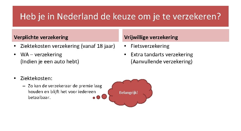 Heb je in Nederland de keuze om je te verzekeren? Verplichte verzekering Vrijwillige verzekering