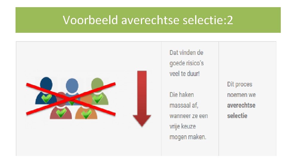 Voorbeeld averechtse selectie: 2 