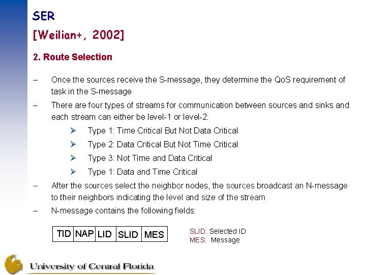 SER [Weilian+, 2002] 2. Route Selection – Once the sources receive the S-message, they