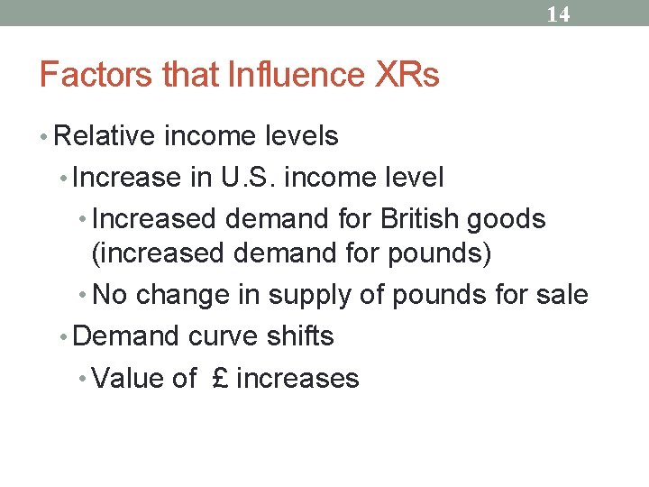 14 Factors that Influence XRs • Relative income levels • Increase in U. S.