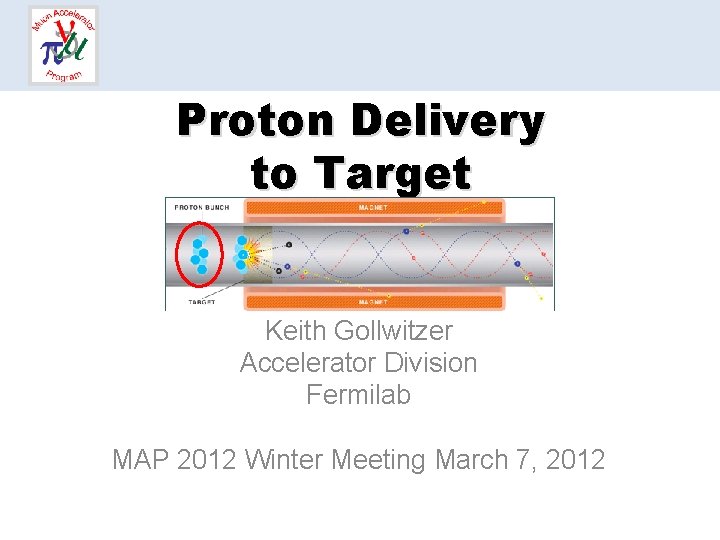 Proton Delivery to Target Keith Gollwitzer Accelerator Division Fermilab MAP 2012 Winter Meeting March
