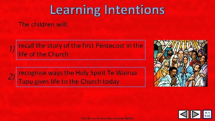 Learning Intentions The children will: 1) recall the story of the first Pentecost in