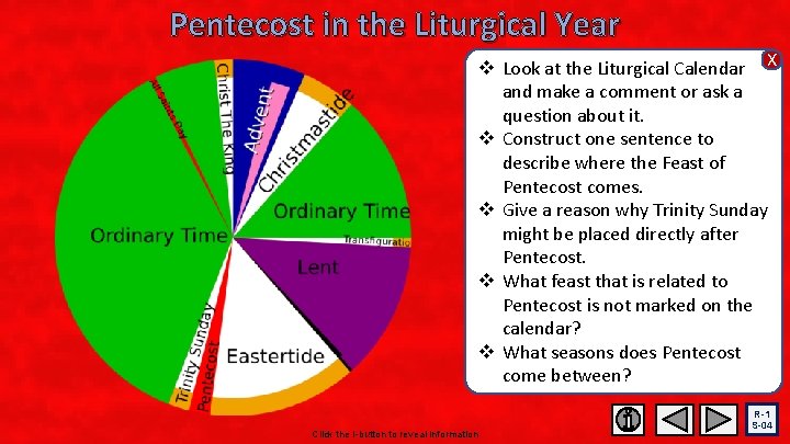 Pentecost in the Liturgical Year v Look at the Liturgical Calendar X and make