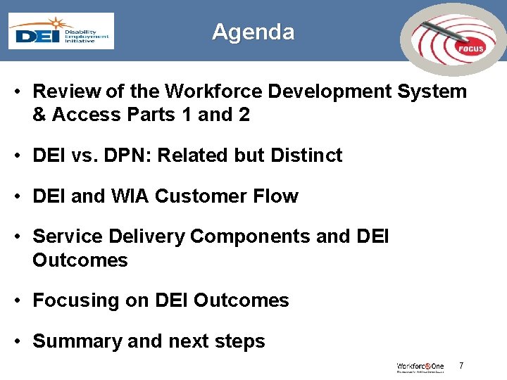 Agenda • Review of the Workforce Development System & Access Parts 1 and 2