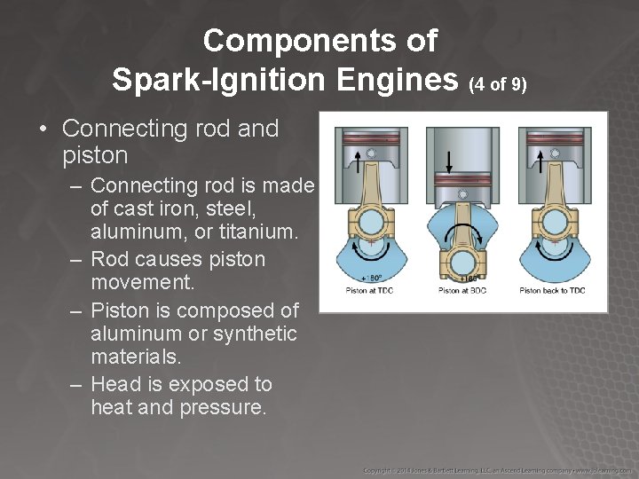 Components of Spark-Ignition Engines (4 of 9) • Connecting rod and piston – Connecting