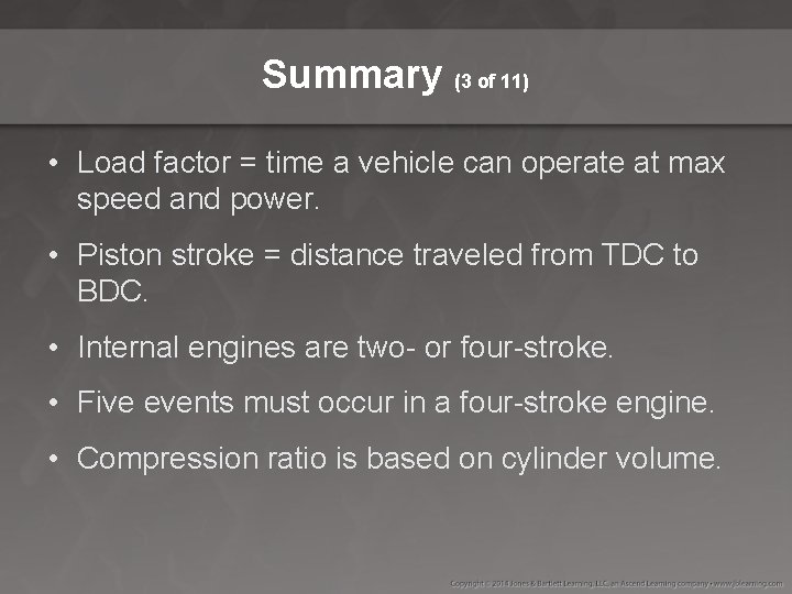 Summary (3 of 11) • Load factor = time a vehicle can operate at