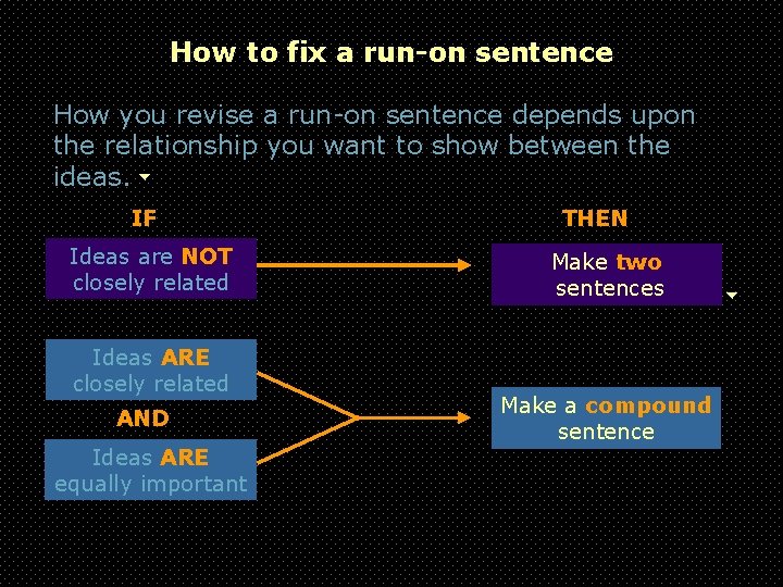 How to fix a run-on sentence How you revise a run-on sentence depends upon