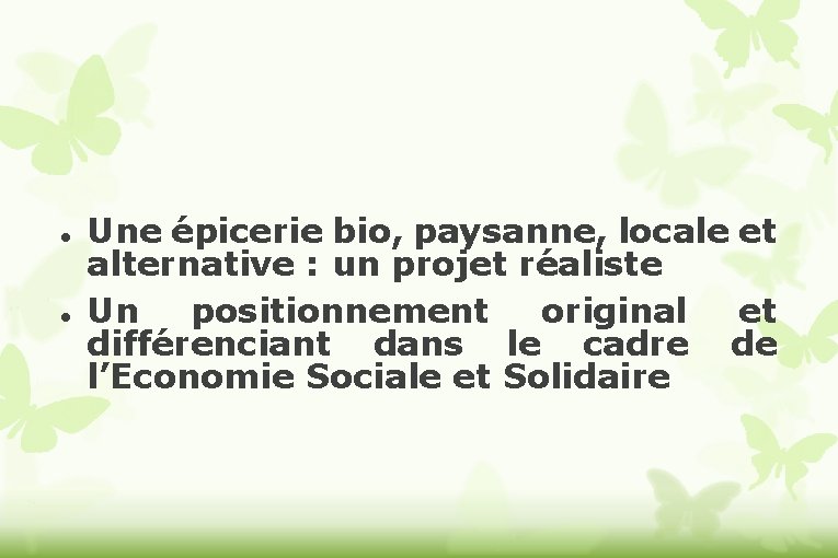  Une épicerie bio, paysanne, locale et alternative : un projet réaliste Un positionnement