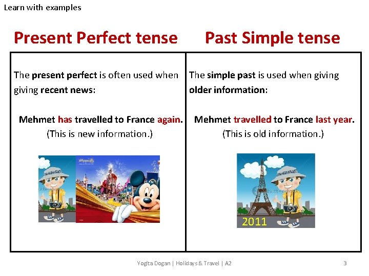 Learn with examples Present Perfect tense Past Simple tense The present perfect is often