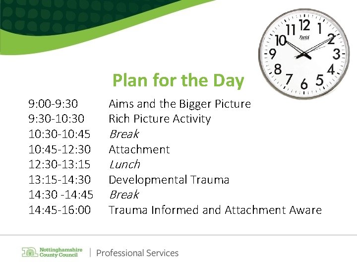 Plan for the Day 9: 00 -9: 30 -10: 30 -10: 45 -12: 30 Plan for the Day 9: 00 -9: 30 -10: 30 -10: 45 -12: 30