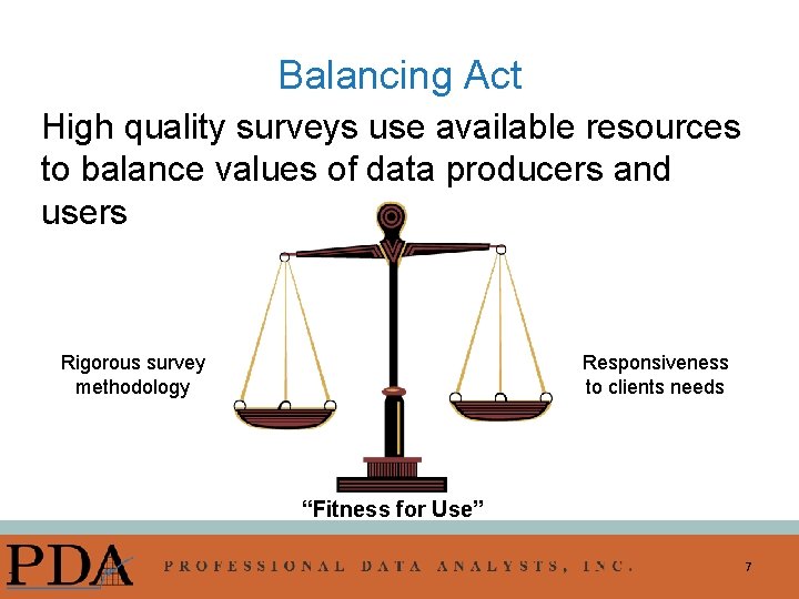 Balancing Act High quality surveys use available resources to balance values of data producers