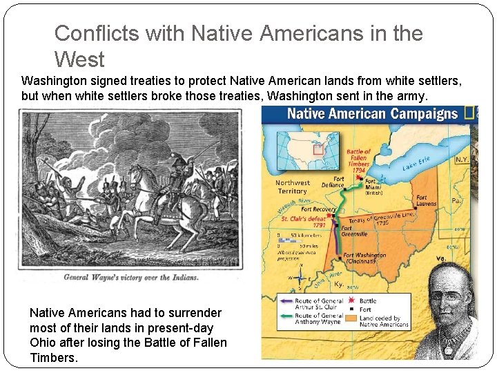 Conflicts with Native Americans in the West Washington signed treaties to protect Native American