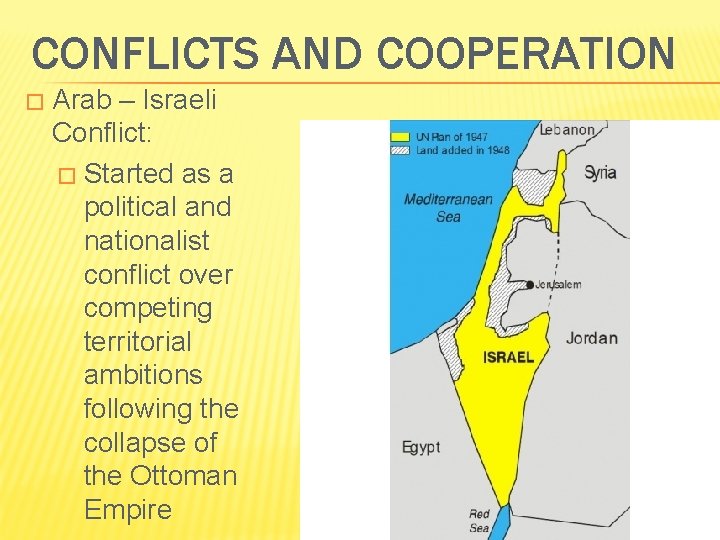 CONFLICTS AND COOPERATION � Arab – Israeli Conflict: � Started as a political and CONFLICTS AND COOPERATION � Arab – Israeli Conflict: � Started as a political and