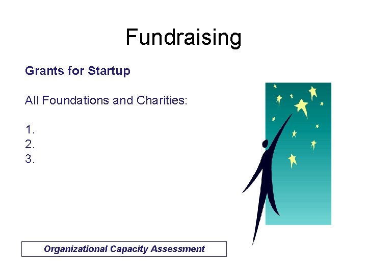 Fundraising Grants for Startup All Foundations and Charities: 1. 2. 3. Organizational Capacity Assessment