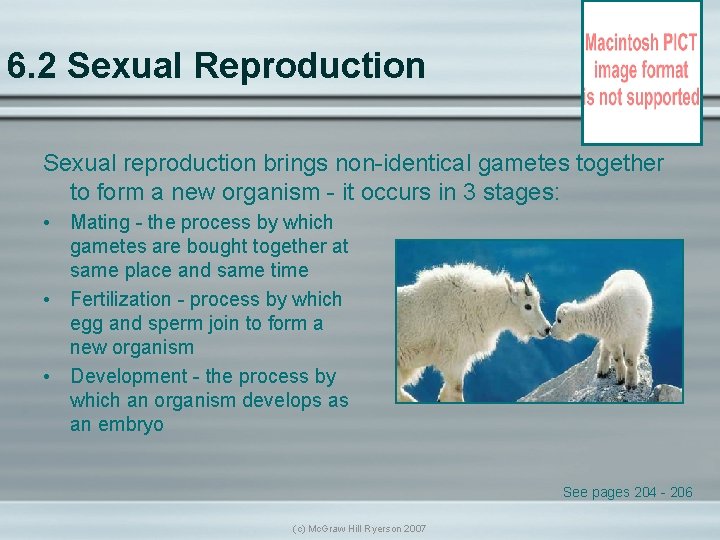 6. 2 Sexual Reproduction Sexual reproduction brings non-identical gametes together to form a new