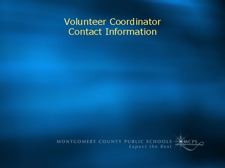 Volunteer Coordinator Contact Information 