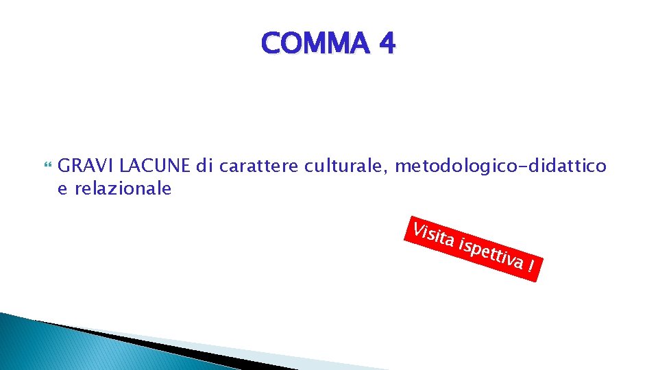 COMMA 4 GRAVI LACUNE di carattere culturale, metodologico-didattico e relazionale Visi ta ispe ttiva