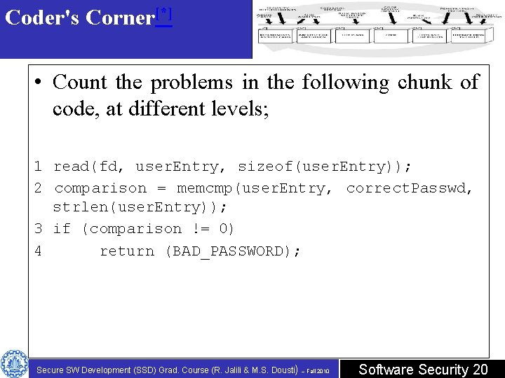 Coder's Corner[*] • Count the problems in the following chunk of code, at different