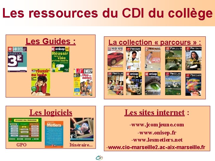 Les ressources du CDI du collège Les Guides : Les logiciels GPO Itinéraire. .