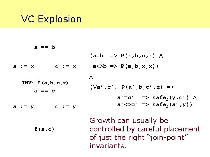 VC Explosion a == b (a=b a : = x c : = x