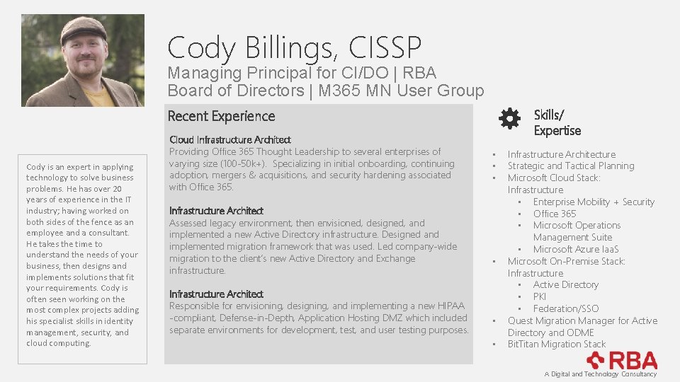 Cody Billings, CISSP Managing Principal for CI/DO | RBA Board of Directors | M