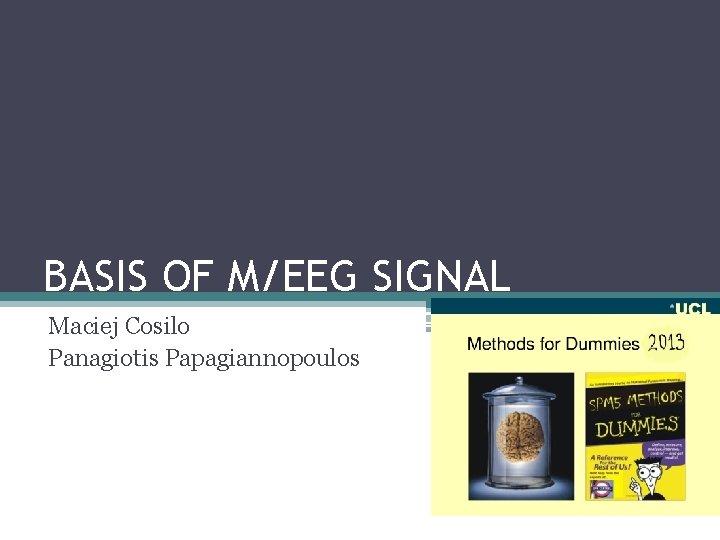BASIS OF M/EEG SIGNAL Maciej Cosilo Panagiotis Papagiannopoulos 