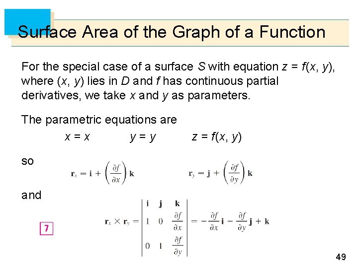 Surface Area of the Graph of a Function For the special case of a