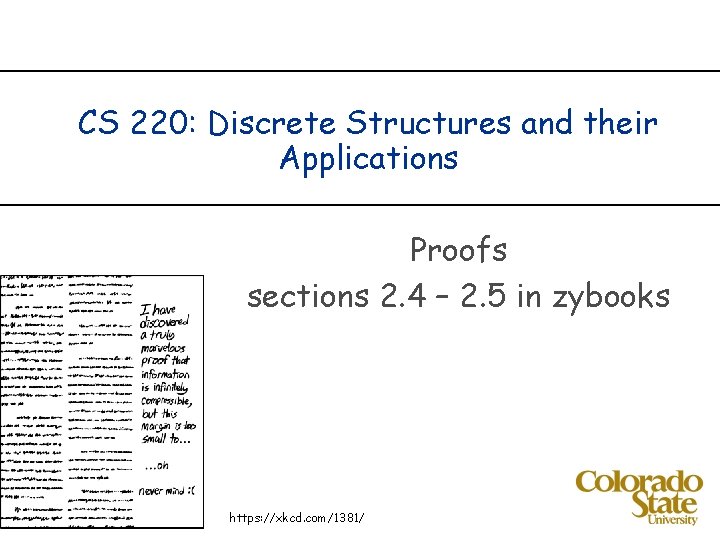 CS 220: Discrete Structures and their Applications Proofs sections 2. 4 – 2. 5