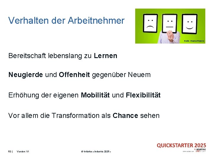 Verhalten der Arbeitnehmer Quelle: Stephan Weissler Bereitschaft lebenslang zu Lernen Neugierde und Offenheit gegenüber