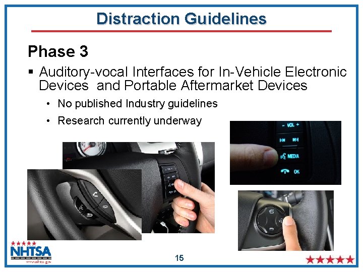 Distraction Guidelines Phase 3 § Auditory-vocal Interfaces for In-Vehicle Electronic Devices and Portable Aftermarket