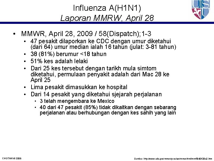 Influenza A(H 1 N 1) Laporan MMRW, April 28 • MMWR, April 28, 2009