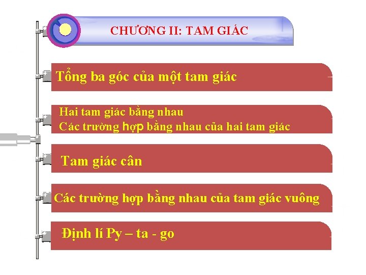 CHƯƠNG II: TAM GIÁC Tổng ba góc của một tam giác Hai tam giác