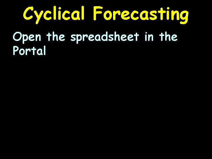 Cyclical Forecasting Open the spreadsheet in the Portal 