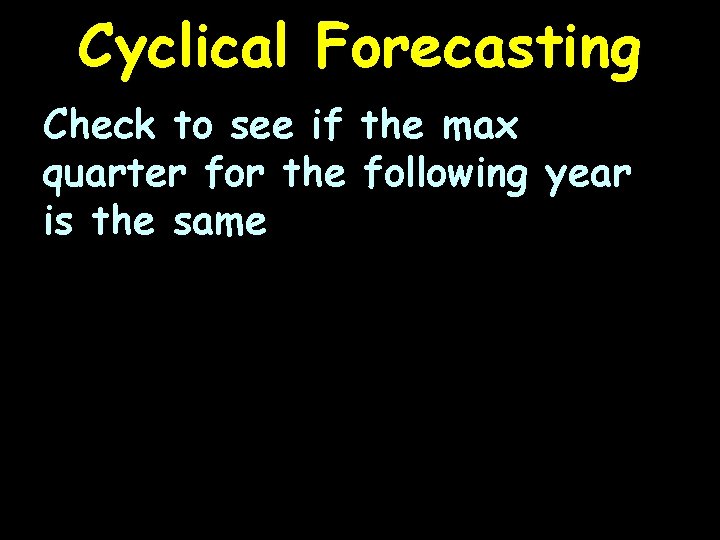 Cyclical Forecasting Check to see if the max quarter for the following year is