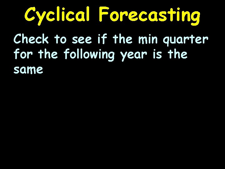 Cyclical Forecasting Check to see if the min quarter for the following year is