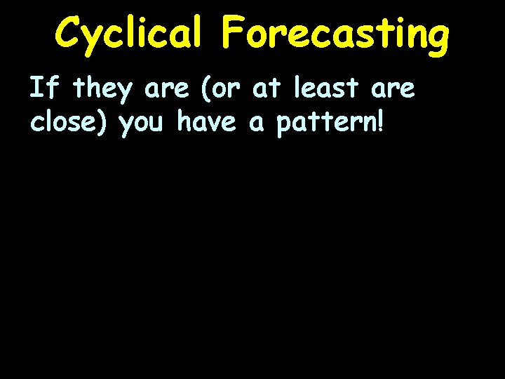 Cyclical Forecasting If they are (or at least are close) you have a pattern!