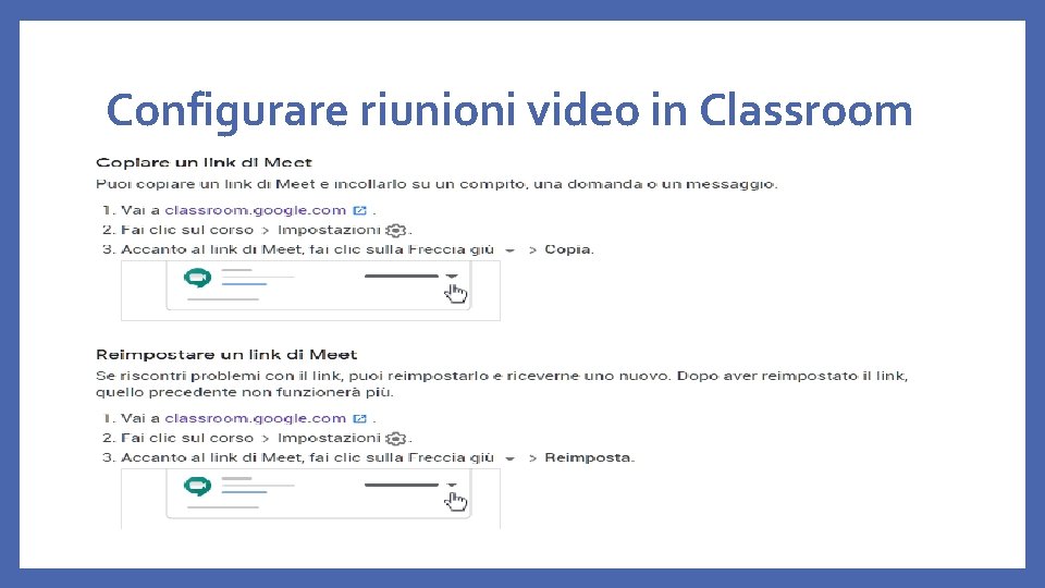 Configurare riunioni video in Classroom 