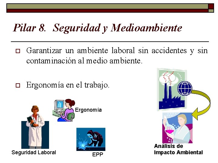 Pilar 8. Seguridad y Medioambiente o Garantizar un ambiente laboral sin accidentes y sin