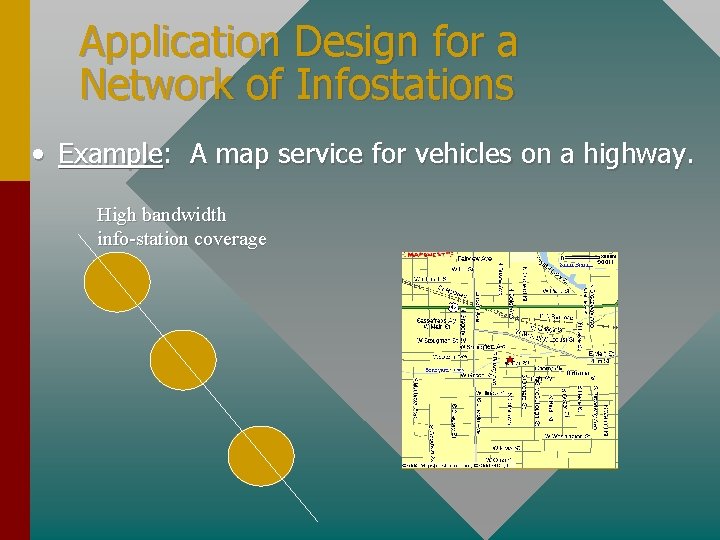 Application Design for a Network of Infostations • Example: A map service for vehicles
