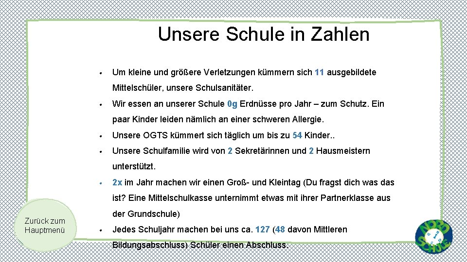 Unsere Schule in Zahlen • Das sind wir! Um kleine und größere Verletzungen kümmern