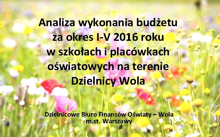 Analiza wykonania budżetu za okres I-V 2016 roku w szkołach i placówkach oświatowych na