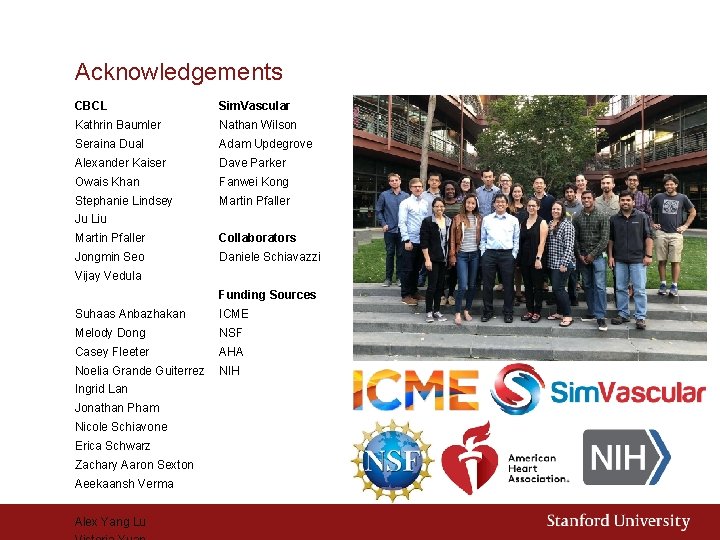 Acknowledgements CBCL Sim. Vascular Kathrin Baumler Nathan Wilson Seraina Dual Adam Updegrove Alexander Kaiser