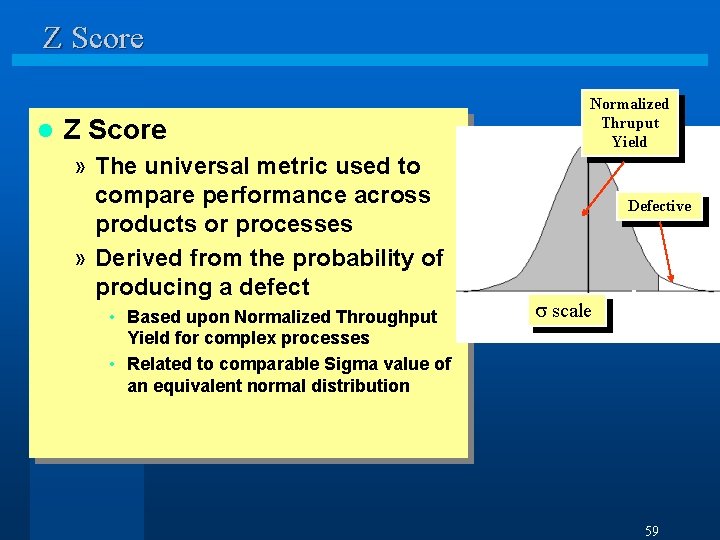 Z Score l Z Score » The universal metric used to compare performance across